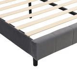 Upholstered bed, 150*200 cm functional bed, body-sensing LED light at bedside, light strips at bedside and foot, slatted frame, mattress not included, velvet, grey_21