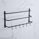 THREE-Layer Towel Rack with SIX Movable Hooks - Stainless Steel Bathroom Accessories Set