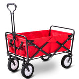 Garden Cart Foldable Pull Wagon Hand Cart Garden Transport Cart Collapsible Portable Folding Cart (Red)_0